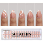 201 0af345b3 8542 49c2 a48a d18cfde5b277 | XCOATTIPS® French - Peach Short Almond Pre-Designed Tips - 160 pcs 16 sizes by BTARTBOXNAILS