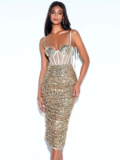 Layla Gold Sequin Corset Dress by Miss Circle